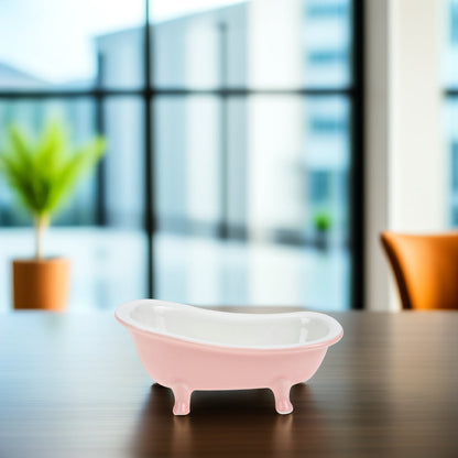 SWETRACE Bathtub Shaped Flower Pot Pink Ceramic 1Set 6.3x3.5x2.8in