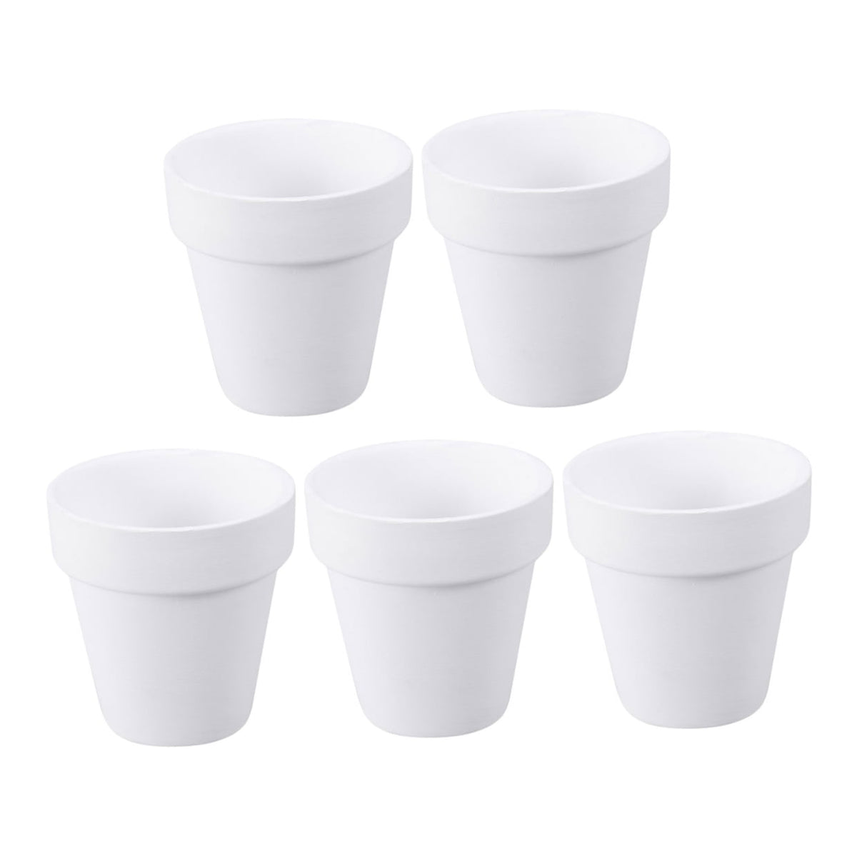 Worgeous 5Pcs 10x10CM Small White Terracotta Pot Clay Ceramic Pottery Planter Cactus Flower Pots Succulent Nursery Pots with Hole