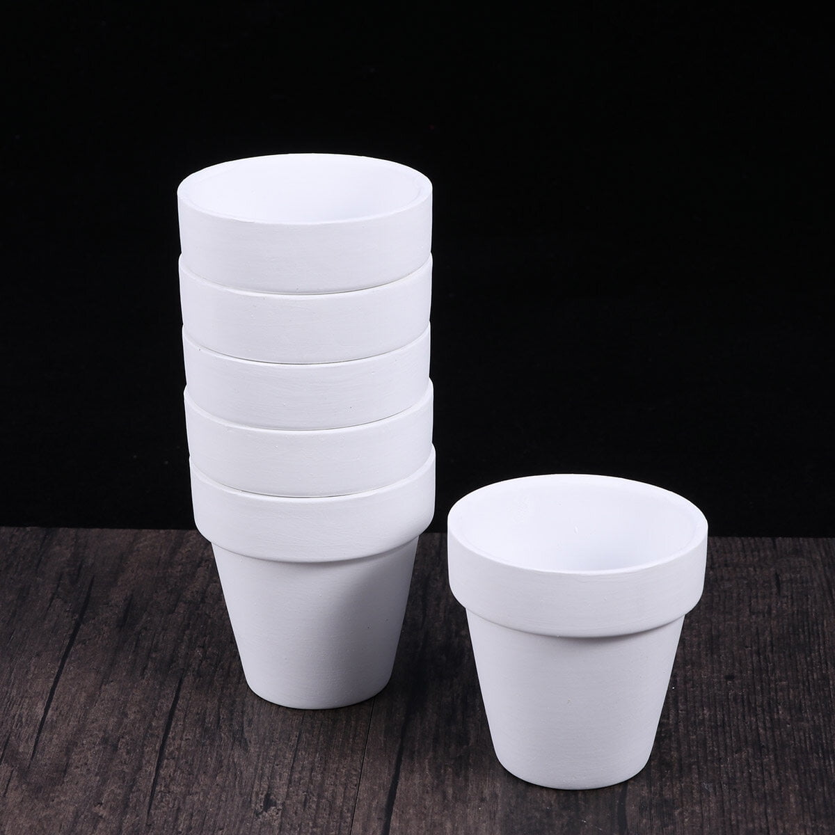 Worgeous 5Pcs 10x10CM Small White Terracotta Pot Clay Ceramic Pottery Planter Cactus Flower Pots Succulent Nursery Pots with Hole