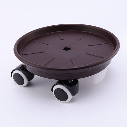 Worgeous Movable Flower Pot Mat with Water Box for Plants Made of Durable Plastic in Brown 27CM Outside