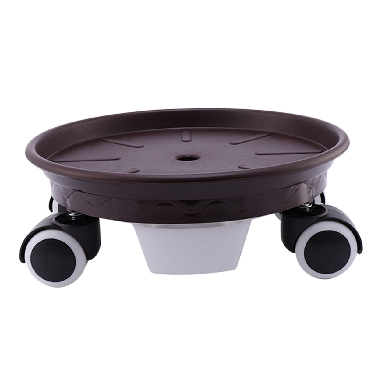 Worgeous Movable Flower Pot Mat with Water Box for Plants Made of Durable Plastic in Brown 27CM Outside
