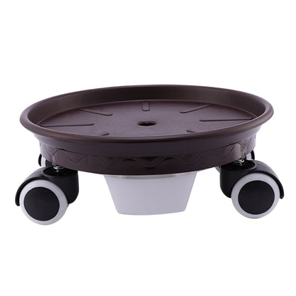 Worgeous Movable Flower Pot Mat with Water Box for Plants Made of Durable Plastic in Brown 27CM Outside