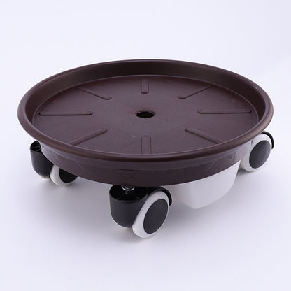 Worgeous Movable Flower Pot Mat with Water Box for Plants Made of Durable Plastic in Brown 27CM Outside