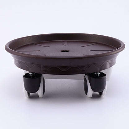 Worgeous Movable Flower Pot Mat with Water Box for Plants Made of Durable Plastic in Brown 27CM Outside