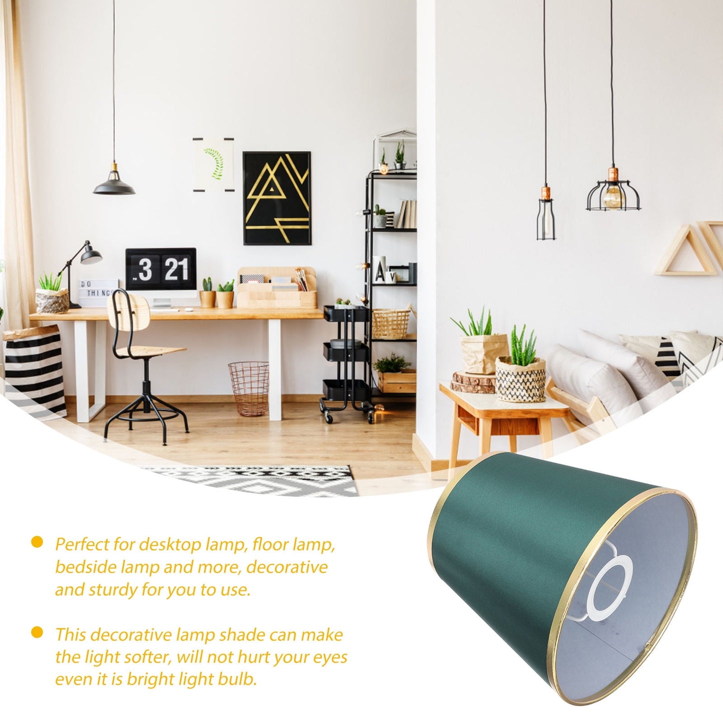 Worgeous Green Fabric Drum Lamp Shade for Table Lamps and Chandelier Perfect for Home Decoration 12 in