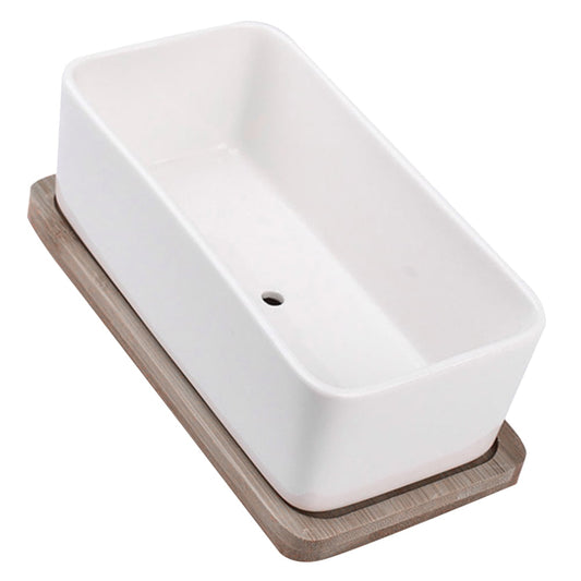 SWETRACE Ceramic Oblong Flower Pot White 1 Set 6.7X3.3In