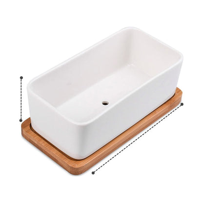 SWETRACE Ceramic Oblong Flower Pot White 1 Set 6.7X3.3In