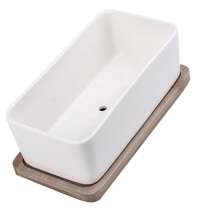 SWETRACE Ceramic Oblong Flower Pot White 1 Set 6.7X3.3In