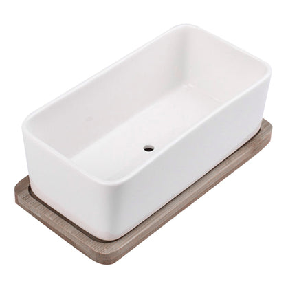 SWETRACE Ceramic Oblong Flower Pot White 1 Set 6.7X3.3In