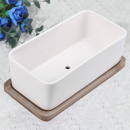 SWETRACE Ceramic Oblong Flower Pot White 1 Set 6.7X3.3In