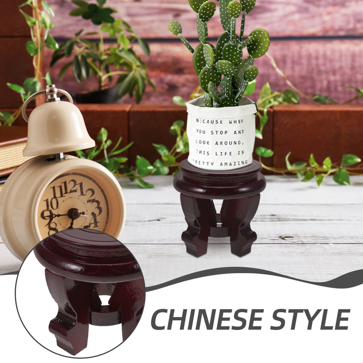 Indoor Flowerpot Stand Vase Display Stool Wood Brown Gardeners Living Room 1Pack