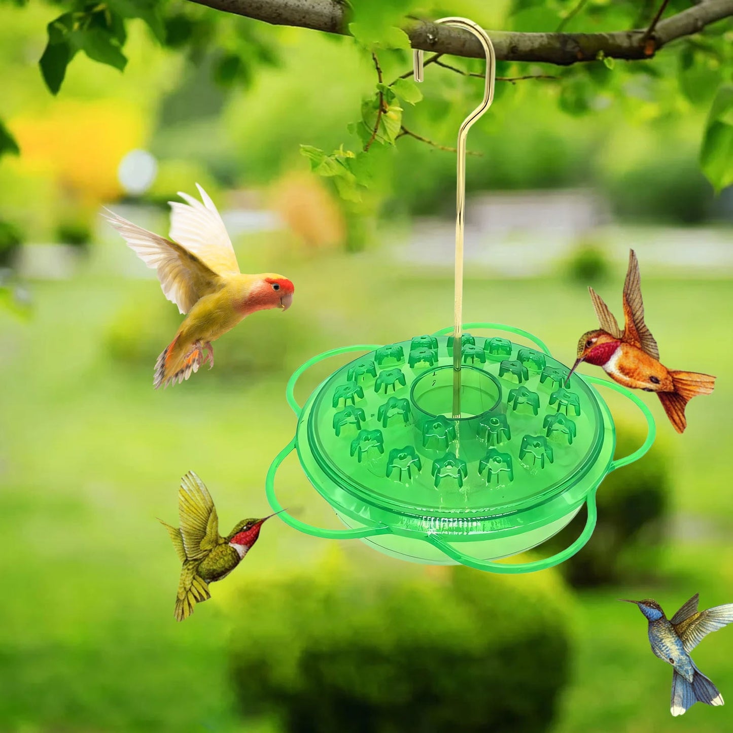 Hummingbird Feeder, Ant and Bee Proof, Feeders for Outdoors Hanging, Easy to Clean and Refill, Hanging Flower Shaped Hooked Hummingbird Feeder Flower Shaped Bird Feeder Red