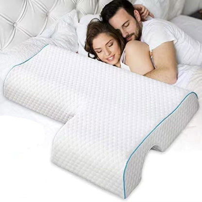 Memory Foam Cuddle Pillow, Shoulder Pillow for Side Sleepers, Arm Pillow with Arm Hole for Sleeping, Side Sleeper Pillow for Arm Pressure Relief with Breathable Pillowcase, 27.2x19.3 27.2" x 19.3" A