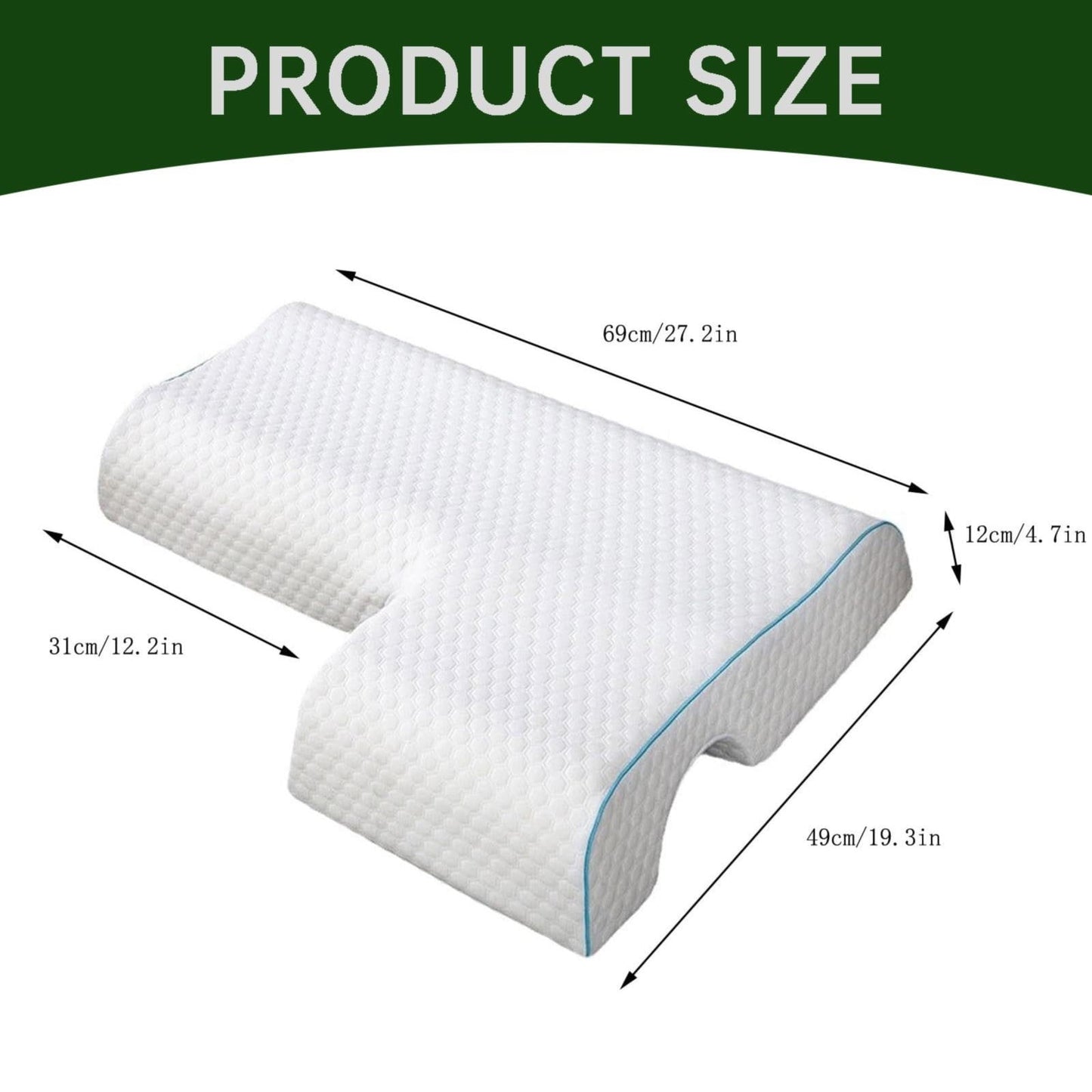 Memory Foam Cuddle Pillow, Shoulder Pillow for Side Sleepers, Arm Pillow with Arm Hole for Sleeping, Side Sleeper Pillow for Arm Pressure Relief with Breathable Pillowcase, 27.2x19.3 27.2" x 19.3" A