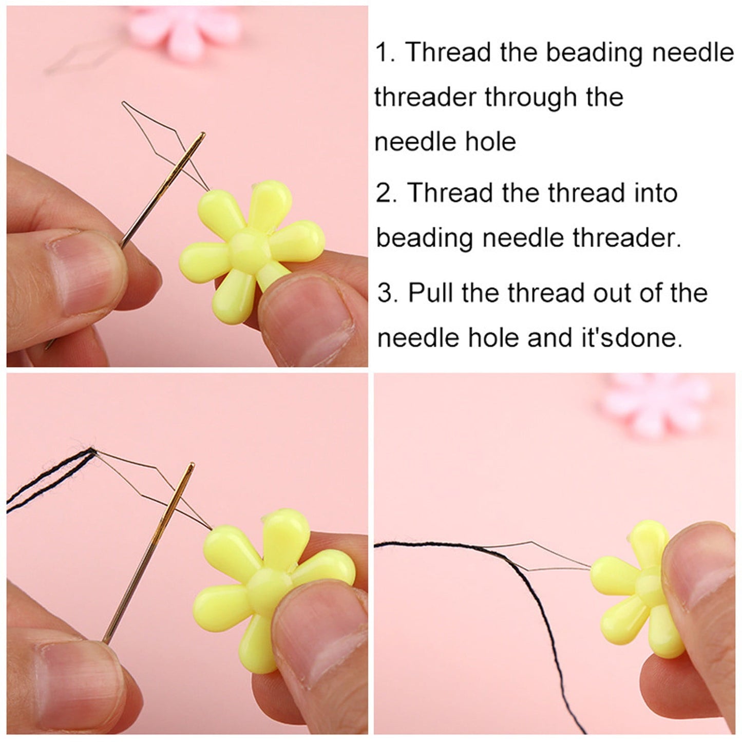 CGZQFEI Embroidery Needle Threader Tool Plastic Flower Head Sewing Machine Needle Threader for Hand Sewing Cross Stitch Craft Knitting Quilting (Mix Colors) One Size Pink1