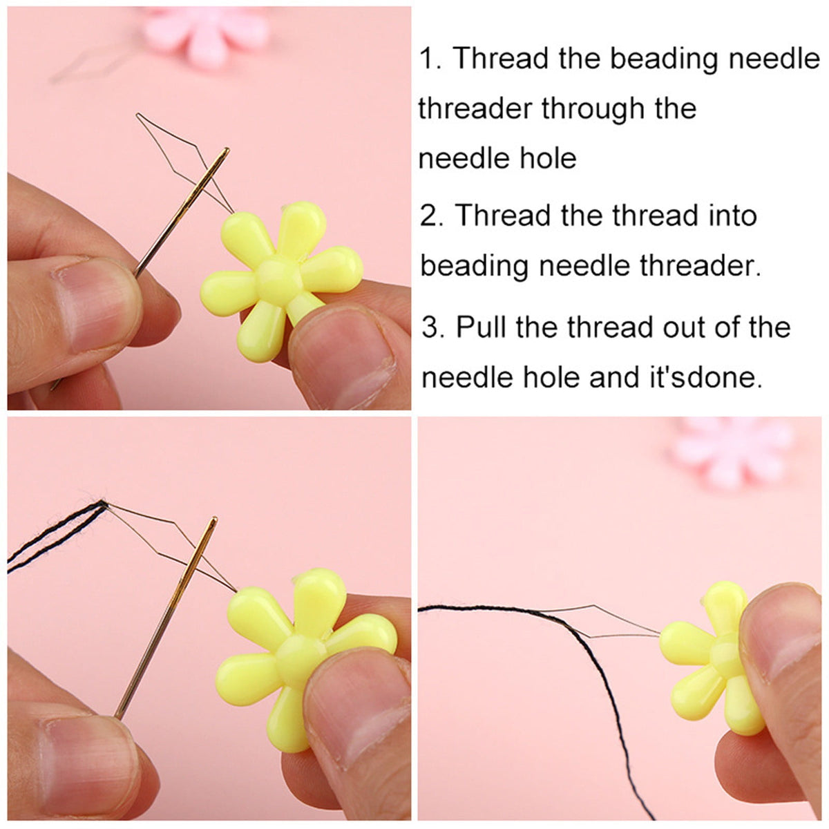 CGZQFEI Embroidery Needle Threader Tool Plastic Flower Head Sewing Machine Needle Threader for Hand Sewing Cross Stitch Craft Knitting Quilting (Mix Colors) One Size Pink1