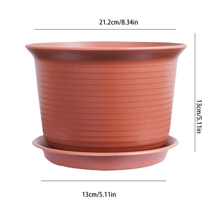 6 Inch Planter Nursery Pots, Plastic Planters Pots for Plants Flower Transplanting with Drainage Holes and Saucers, Beige, 6.06x4.25 6.06" x 4.25" Beige