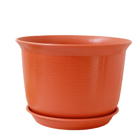 6 Inch Planter Nursery Pots, Plastic Planters Pots for Plants Flower Transplanting with Drainage Holes and Saucers, Beige, 6.06x4.25 8.34" x 5.11" Red