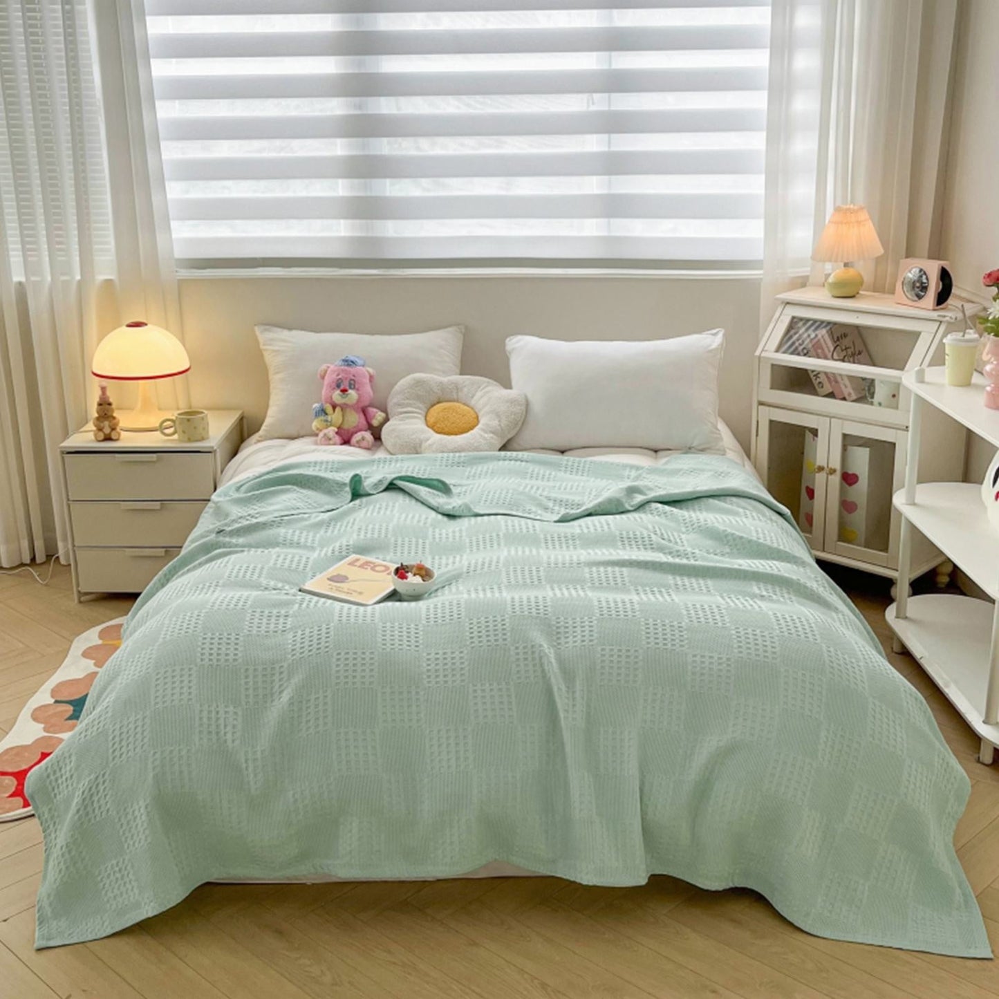 Soft Warm Blanket - Pure Cotton Lightweight Bedding | Breathable & Big Size 200*230cm | Cozy Cotton Blanket for Sofa & Bed | Warm & Soft Home Textiles for Year-Round Use(I) I