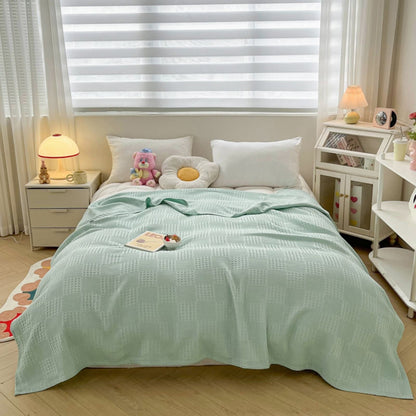 Soft Warm Blanket - Pure Cotton Lightweight Bedding | Breathable & Big Size 200*230cm | Cozy Cotton Blanket for Sofa & Bed | Warm & Soft Home Textiles for Year-Round Use(I) I
