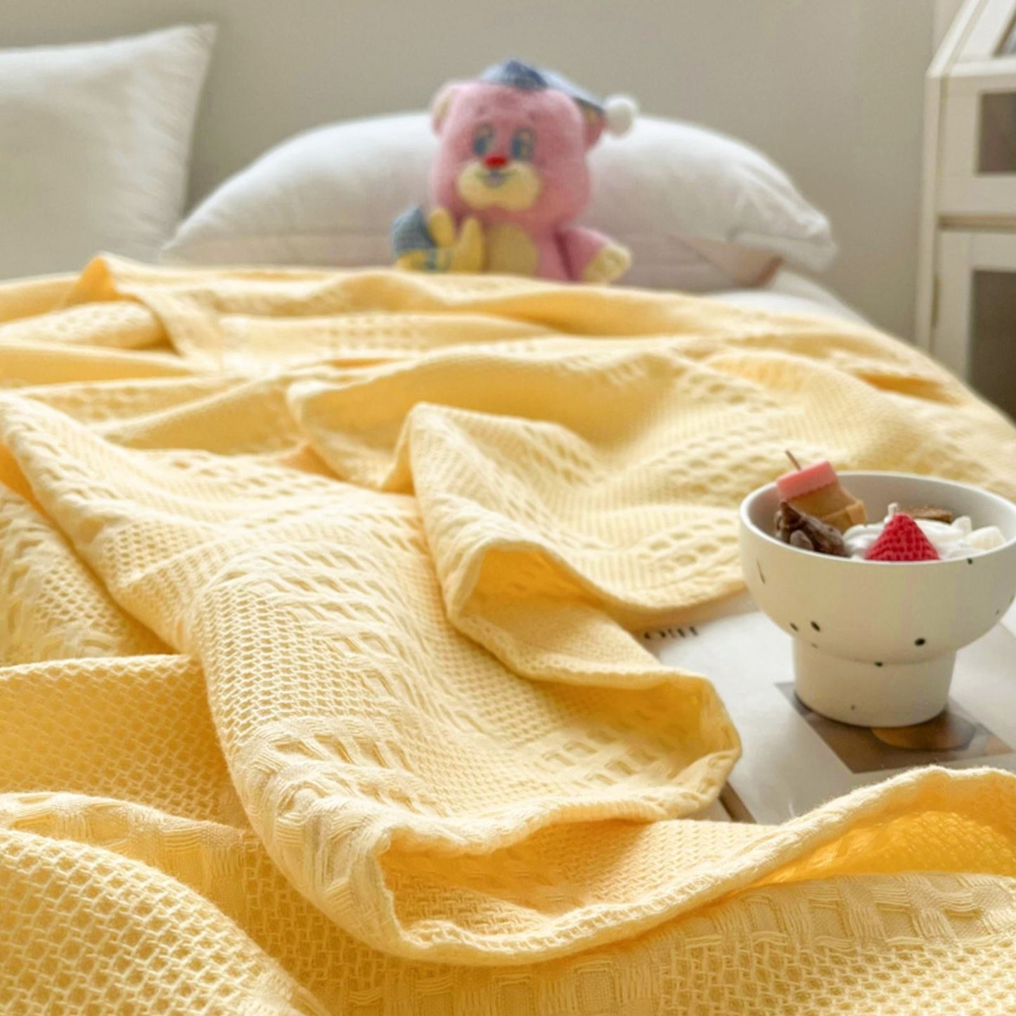 Soft Warm Blanket - Pure Cotton Lightweight Bedding | Breathable & Big Size 200*230cm | Cozy Cotton Blanket for Sofa & Bed | Warm & Soft Home Textiles for Year-Round Use(I) K