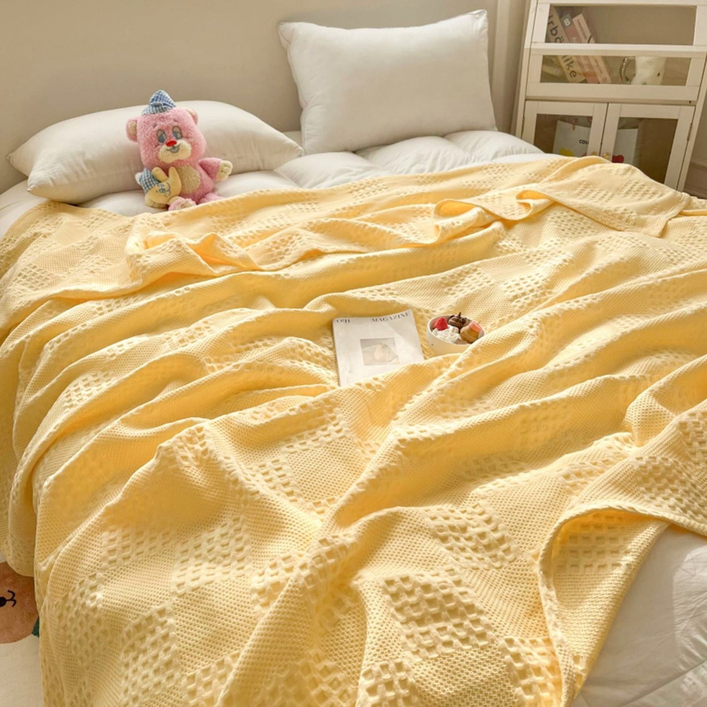 Soft Warm Blanket - Pure Cotton Lightweight Bedding | Breathable & Big Size 200*230cm | Cozy Cotton Blanket for Sofa & Bed | Warm & Soft Home Textiles for Year-Round Use(I) K
