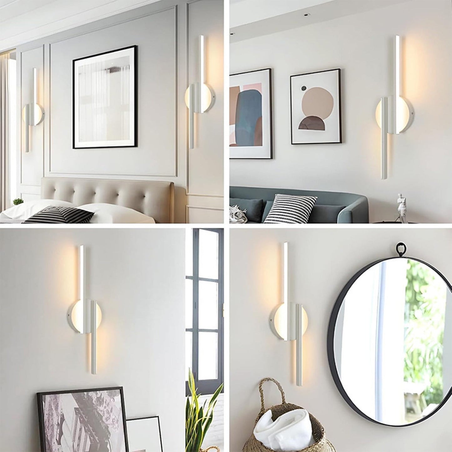 Battery Operated Wall Sconces, 360°Rotation Wireless Rechargeable Lights, Dimmable Detachable Lamp With 3000K-6000K Infinite Dimming,Wall Lamps Mood Led Corridor Wall Lamp White