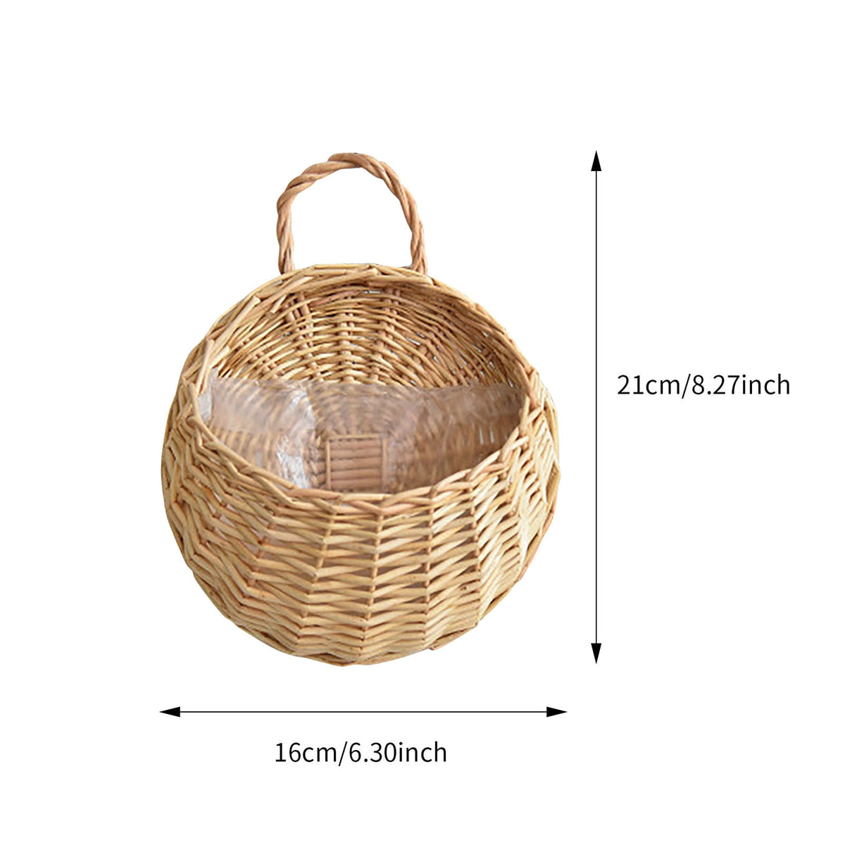 Wicker Storage Basket with Handles,Wall Pot Hanging Basket Storage Small Wicker Basket, Woven Handmade Basket Flower Patio & Garden,Handwoven, Beige