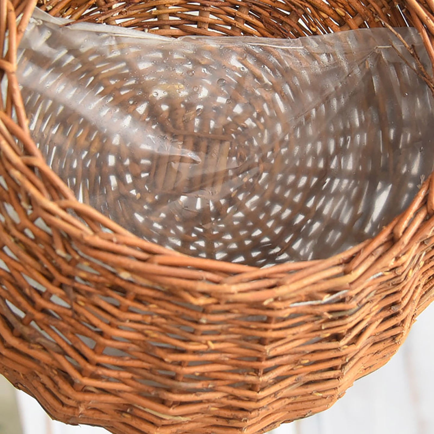 Wicker Storage Basket with Handles,Wall Pot Hanging Basket Storage Small Wicker Basket, Woven Handmade Basket Basket Flower Patio & Garden,Handwoven Craft,Leak Proof Lining,6.3x8.27',Beige Brown