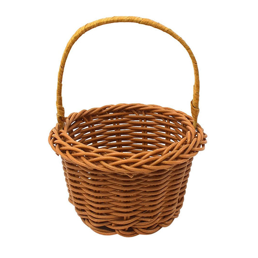 1 Piece Mini Small Wicker Basket,Wedding Flower Basket,3.14x1.96x5.51"Basket for Flower,Hand Woven Flower Basket,Kids Flower Stretch, Natural Hand Woven Easter Gift Basket with Handles,White BW1