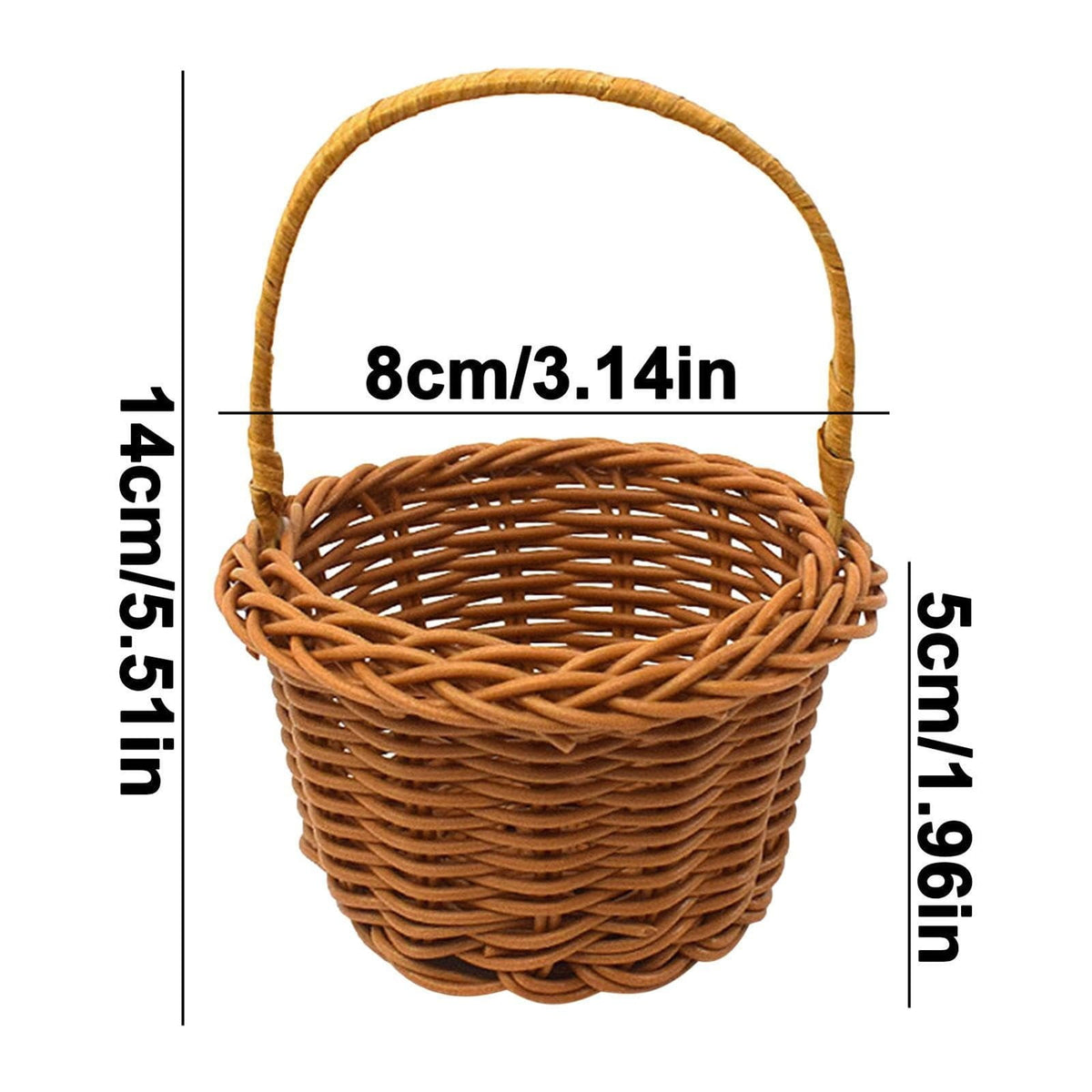 1 Piece Mini Small Wicker Basket,Wedding Flower Basket,3.14x1.96x5.51"Basket for Flower,Hand Woven Flower Basket,Kids Flower Stretch, Natural Hand Woven Easter Gift Basket with Handles White