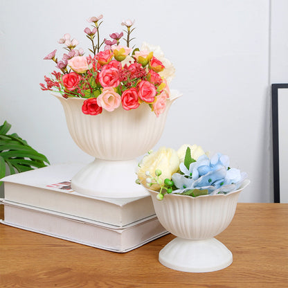 1.1L Thickened Round Bottom Plastic Flower Pot,18x13.5x18cm White Planter for Indoor and Outdoor Plants,Durable and Easy to Clean,Suitable for Various Decorative and Gardening Needs
