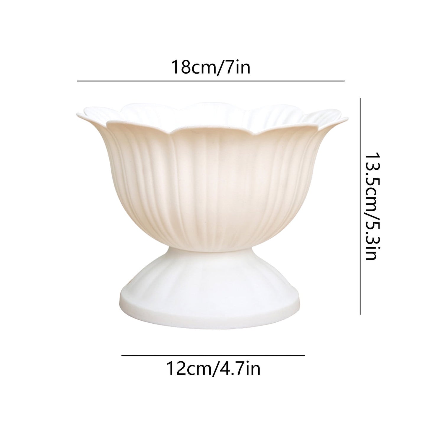 1.1L Thickened Round Bottom Plastic Flower Pot,18x13.5x18cm White Planter for Indoor and Outdoor Plants,Durable and Easy to Clean,Suitable for Various Decorative and Gardening Needs