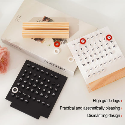 Perpetual Calendar - Desk Calendar - Desk Accessories - Home Decor - Wooden Calendar - Table Calendar - Office Supplies - Home Decor - Gadgets - Date Indicator - White - 1 Piece