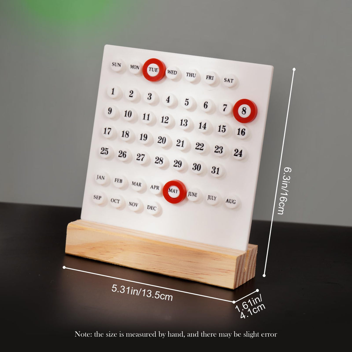 1 Piece Wooden Perpetual Desk Calendar with Retro Date Display for Home Offices, Study Desks and Everyday Decorative Organisation, Black