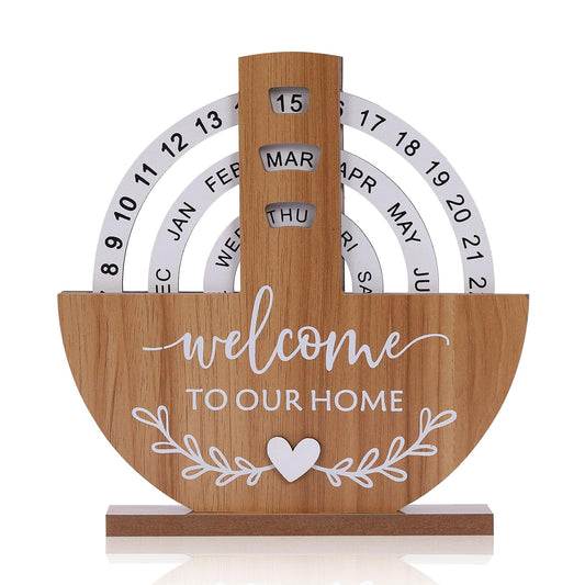 Wooden Calendar - Perpetual Calendar - Home Decor - Desk Accessories - Housewarming Gift - Table Calendar - Hallway Decoration - Vintage Wood - Country Style - Welcome Sign - Date Indicator - New Home Gift - Home Accessories - 1 Piece