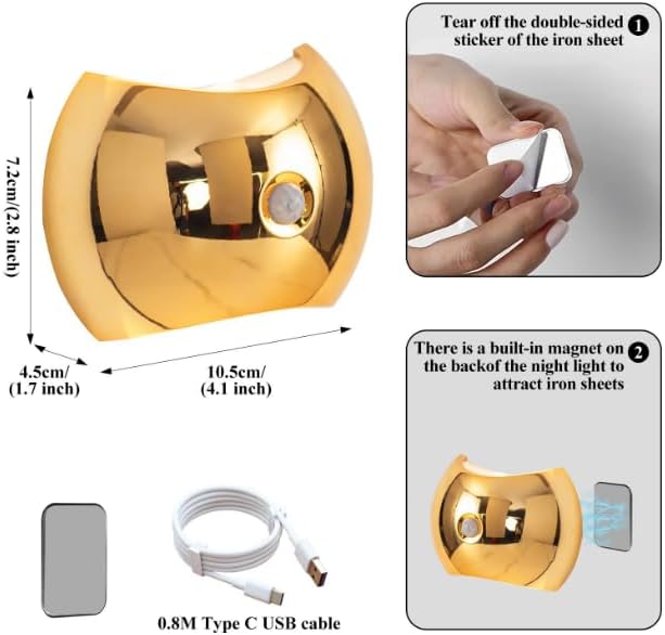 Indoor Wall Lamp - Night Light with Motion Sensor - Wireless LED Wall Light - Rechargeable Wall Lamp - Stair Lighting - Closet Lighting - Bedroom Lamp - USB Rechargeable - Magnetic -Warm White Light - Light Wood - 1 Piece