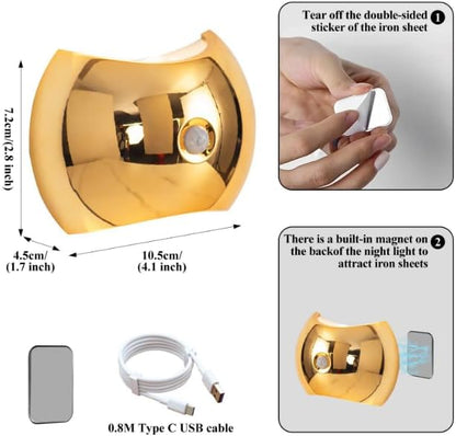 Indoor Wall Lamp - Night Light with Motion Sensor - Wireless LED Wall Light - Rechargeable Wall Lamp - Stair Lighting - Closet Lighting - Bedroom Lamp - USB Rechargeable - Magnetic -Warm White Light - Light Wood - 1 Piece