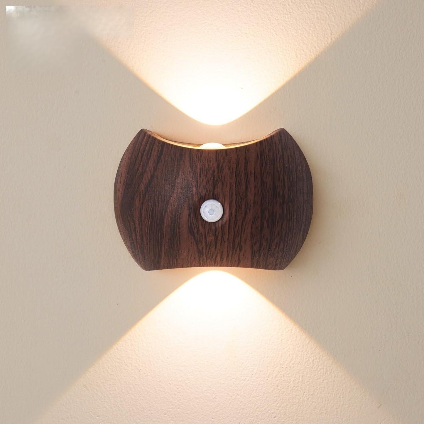 Indoor Wall Lamp - Night Light with Motion Sensor - Wireless LED Wall Light - Rechargeable Wall Lamp - Stair Lighting - Closet Lighting - Bedroom Lamp - USB Rechargeable - Magnetic -Warm White Light - Dark Wood - 1 Piece