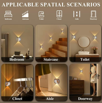 Indoor Wall Lamp - Night Light with Motion Sensor - Wireless LED Wall Light - Rechargeable Wall Lamp - Stair Lighting - Closet Lighting - Bedroom Lamp - USB Rechargeable - Magnetic -Warm White Light - Dark Wood - 1 Piece