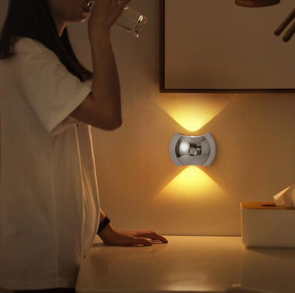 Indoor Wall Lamp - Night Light with Motion Sensor - Wireless LED Wall Light - Rechargeable Wall Lamp - Stair Lighting - Closet Lighting - Bedroom Lamp - USB Rechargeable - Magnetic -Warm White Light - Dark Wood - 1 Piece
