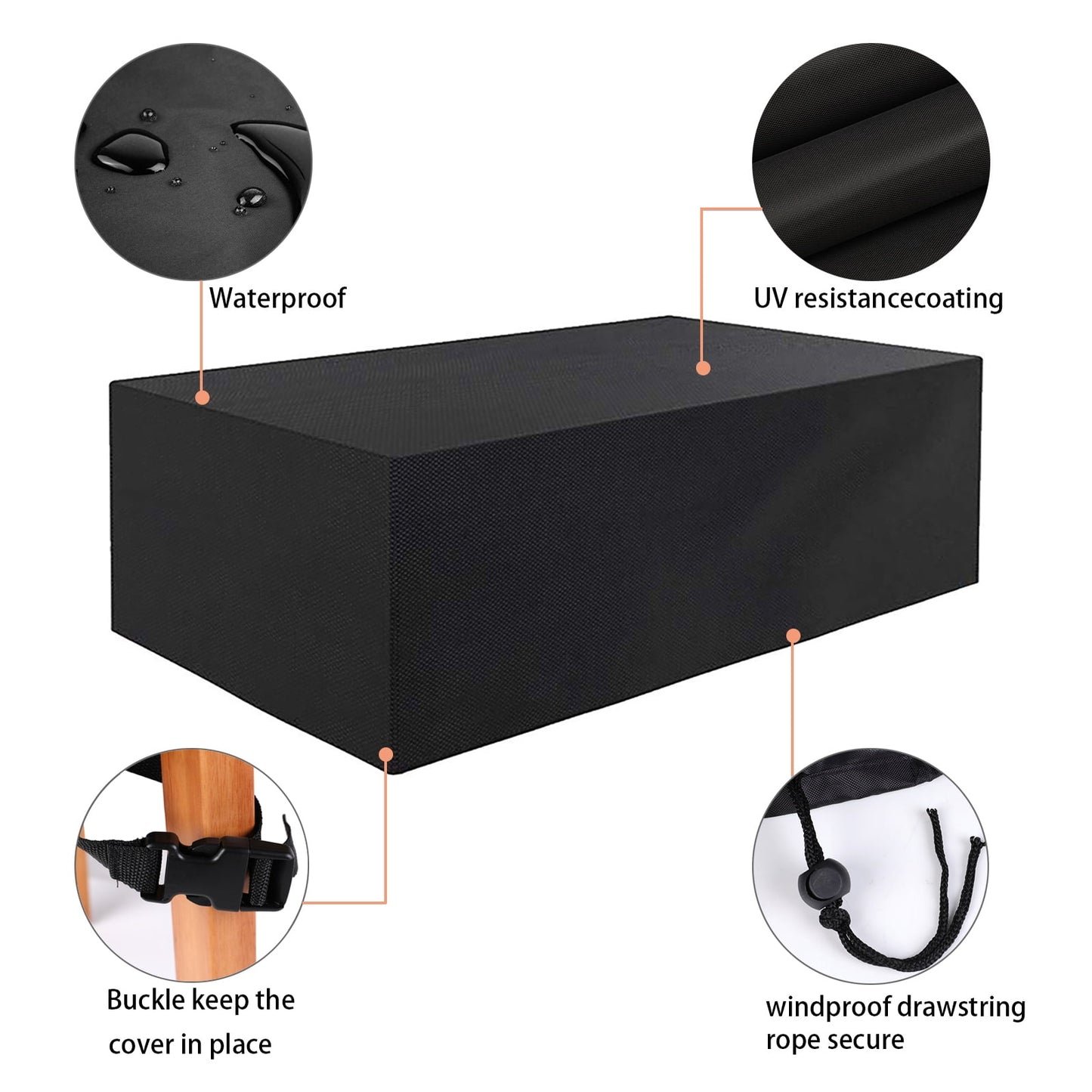 Rectangular Patio Table Cover Heavy Duty Waterproof Outdoor Furniture Set Cover