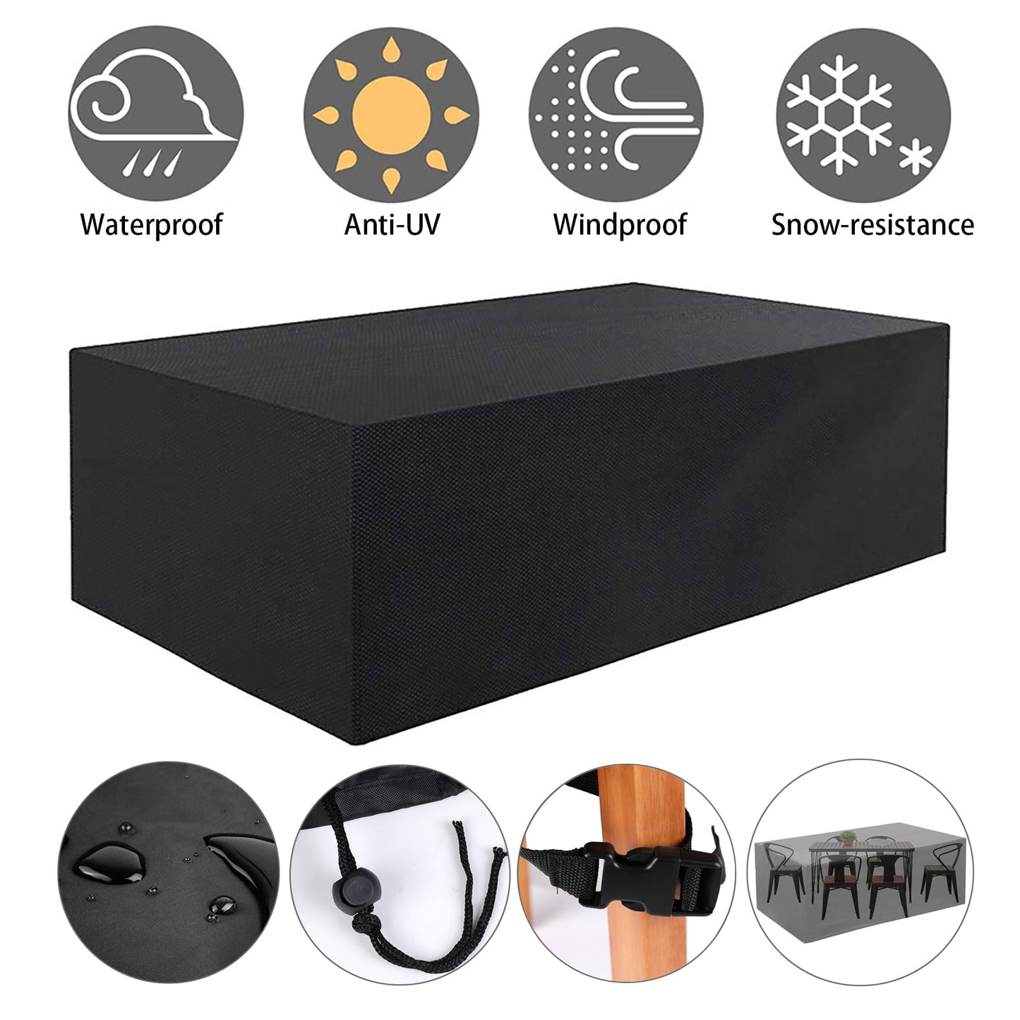 Rectangular Patio Table Cover Heavy Duty Waterproof Outdoor Furniture Set Cover