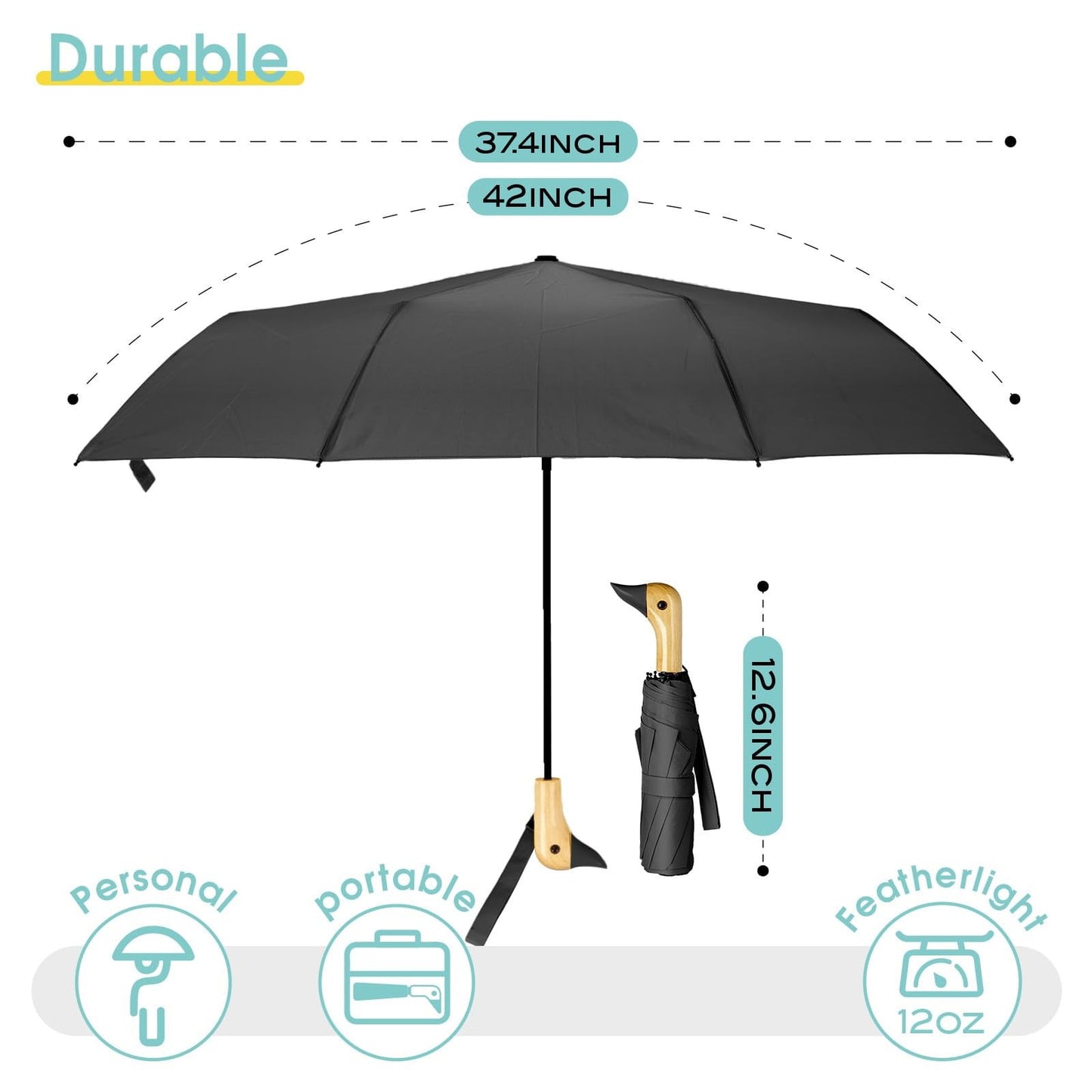 Duck Umbrella – Cute Duck Umbrella with Adorable Duck Handle, The Perfect Duck Umbrella for Duck Lovers
