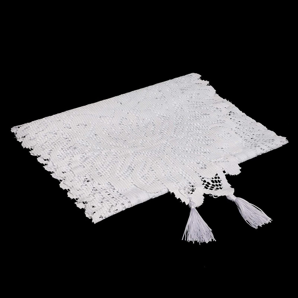 Lace Table Runner Dresser Scarf Embroidered Table Runners with Exquisite Flower Vintage Shabby Chic for Wedding Holiday Dinning White