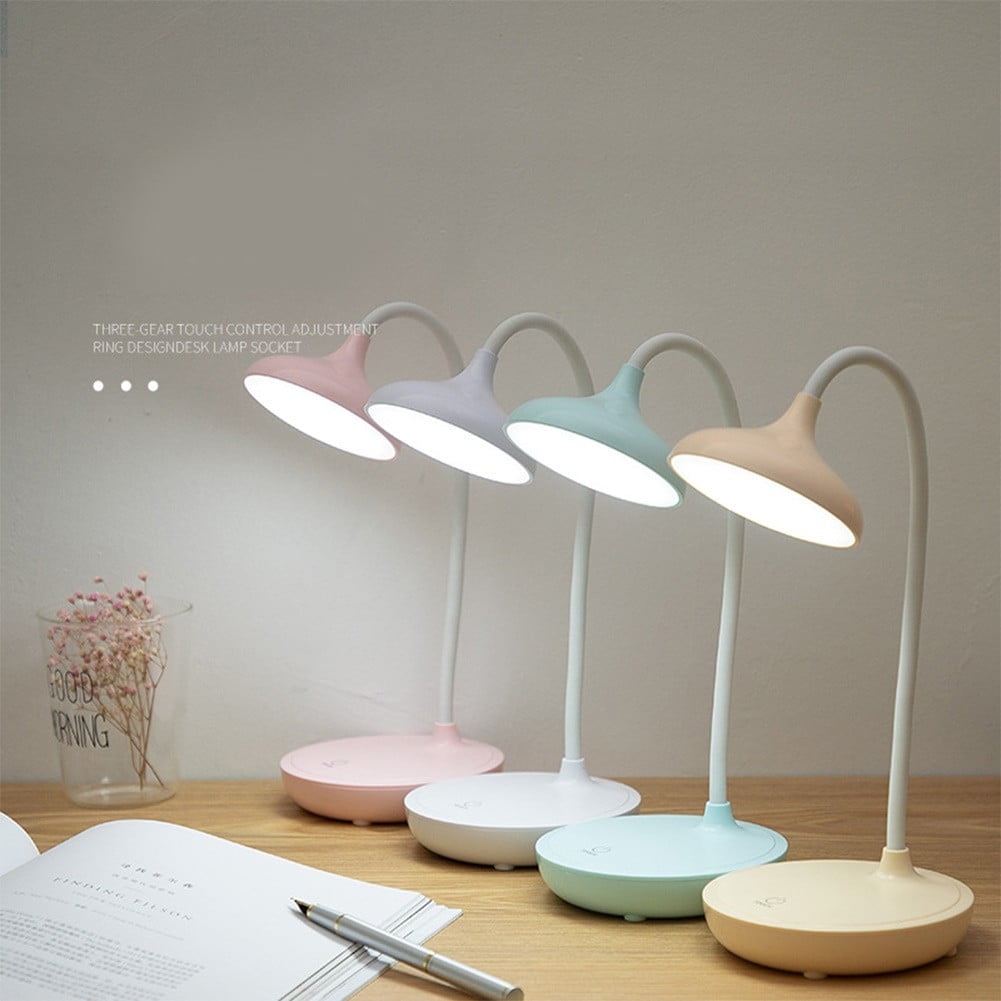 LED Desk Lamp with USB Ports,Touch Desk Lamps for Home Office with 3 Brightness Desk Light with Small Night Light,Reading Lamp Table Lamp for Bedroom Bedside Study（Pink） by Fakrich Blue