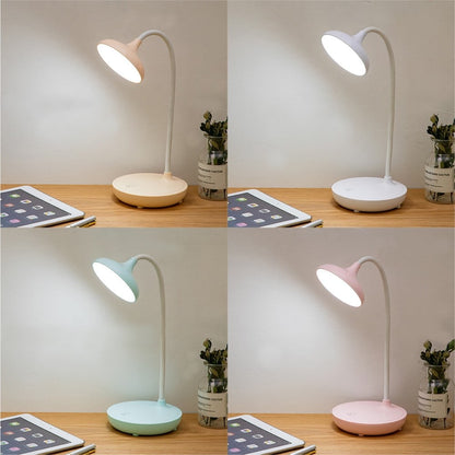 LED Desk Lamp with USB Ports,Touch Desk Lamps for Home Office with 3 Brightness Desk Light with Small Night Light,Reading Lamp Table Lamp for Bedroom Bedside Study（Pink） by Fakrich White