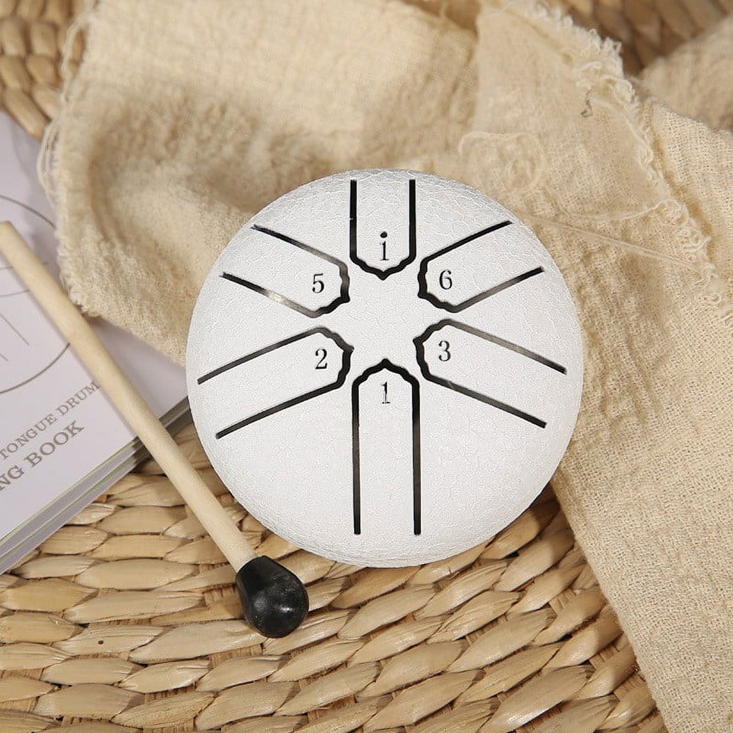Mini Steel Tongue Drum - Buddha Stone Handpan Drum for Kids & Adults, Meditation & Yoga Gift One Size White