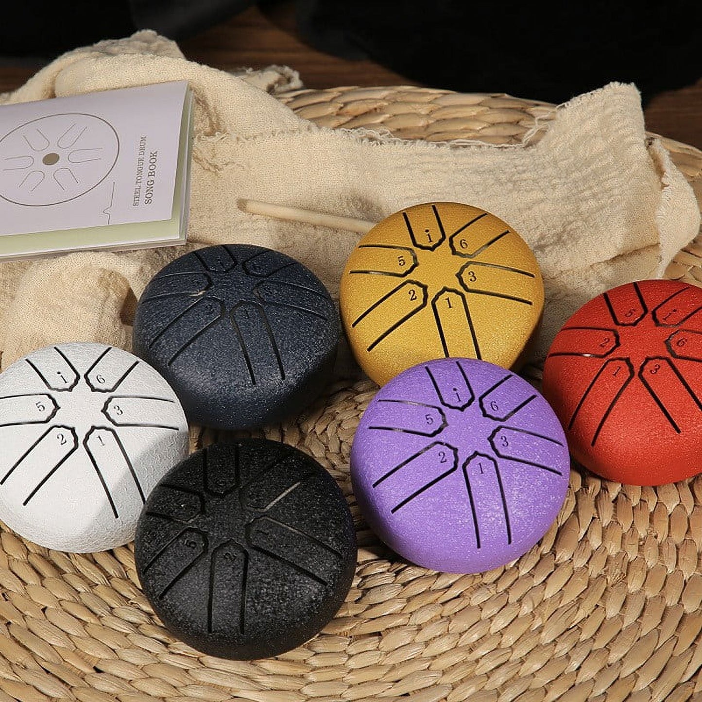 Mini Steel Tongue Drum - Buddha Stone Handpan Drum for Kids & Adults, Meditation & Yoga Gift One Size White