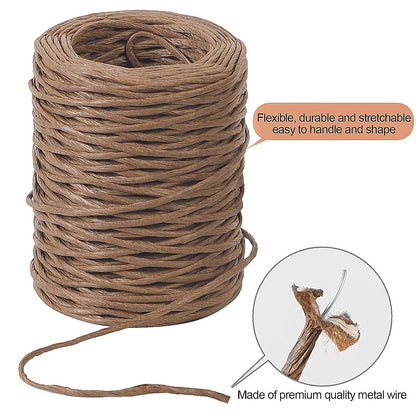 1 Rolls Floral Bind Wire Wrap Twine,Tutuviw Vine Wire Waterproof Paper Wrapped Rope Metal Wire for Flower Bouquets Flower Crowns, Artificial Flower Making, DIY Projects,Wedding Decorating (Brown) Brown